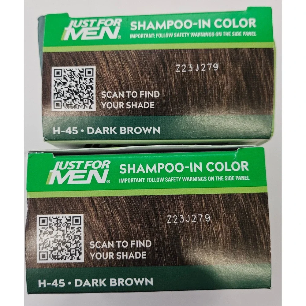 Just For Men Shampoo-In Color Dark Brown H-45 Gray Coverage 2 Pack Mens Hair Dye